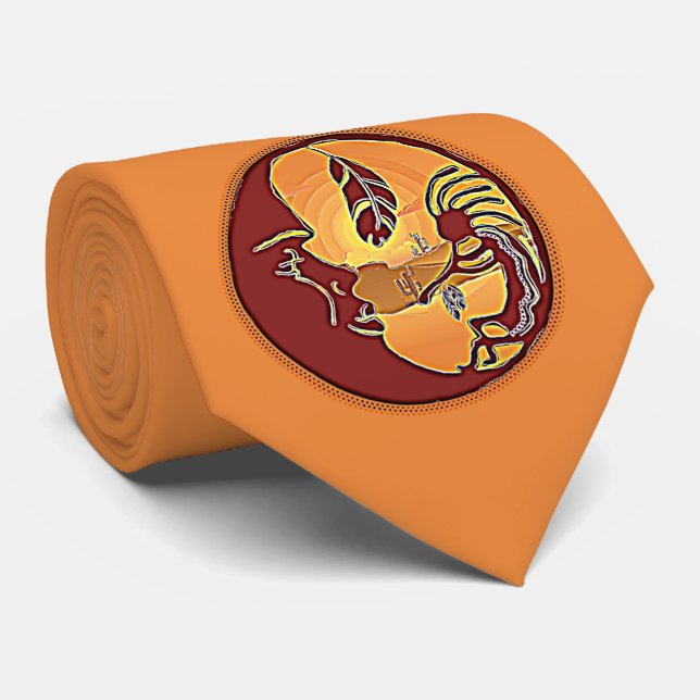 Gravata Botão Paisagem - Lua Kokopelli Feather 1 (Rolled)