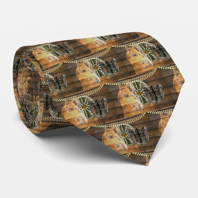 Gravata Botas de vaqueiro de ferradura de cavalo ocidental (Rolled)