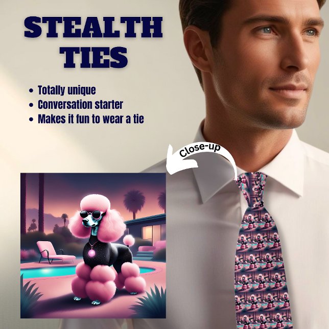Gravata Bougie Pink Palm Primavera Poodle Tie Furtivo (Criador carregado)