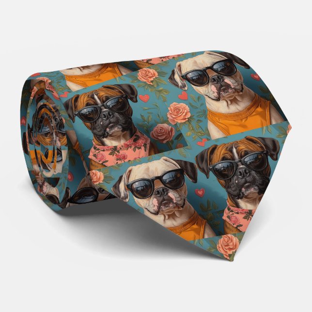 Gravata Boxer Com Rosas Do Dia Dos Namorados (Rolled)