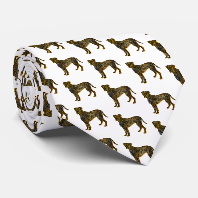 Gravata Boxer Dog Silhouette Halloween Pescoço Branco (Rolled)