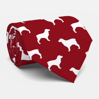 Gravata Boykin Spaniel Silhouettes Padrão Vermelho e Branc