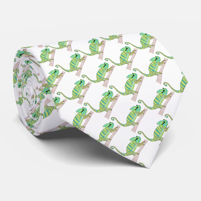 Gravata (branca) - Camaleão Verde (Rolled)