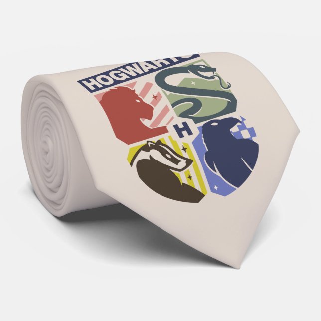 Gravata Brasão Estampado Vintage HOGWARTS™ (Rolled)
