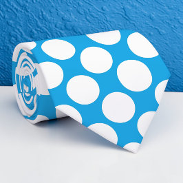 Gravata Bright Blue Jumbo Polka Dots Custom Necktie