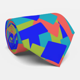 Gravata Bright Bold Blue Green Coral Abstract Patches