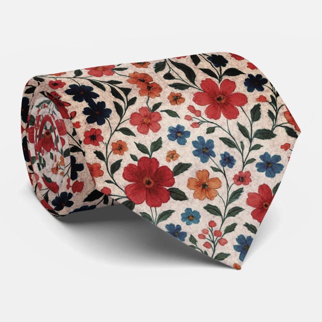 Gravata  Bright Meadow Flower Pattern (Rolled)