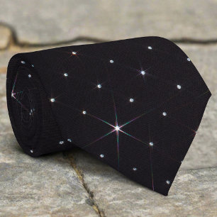 Gravata Brilhante Material Preto de Diamante Rhinestone