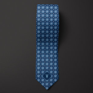 Gravata Brilhante Monograma de Mandala Azul