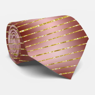 Gravata Brilhante Rosa Dourado