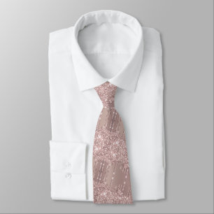 Gravata Brilhante Rosa Dourado Brilho Gotas