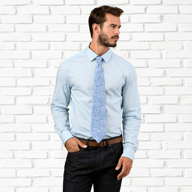 Gravata Brilho Azul Luxuoso Centáurea Brilhante (Light Cornflower Blue Glitter Neck Tie)