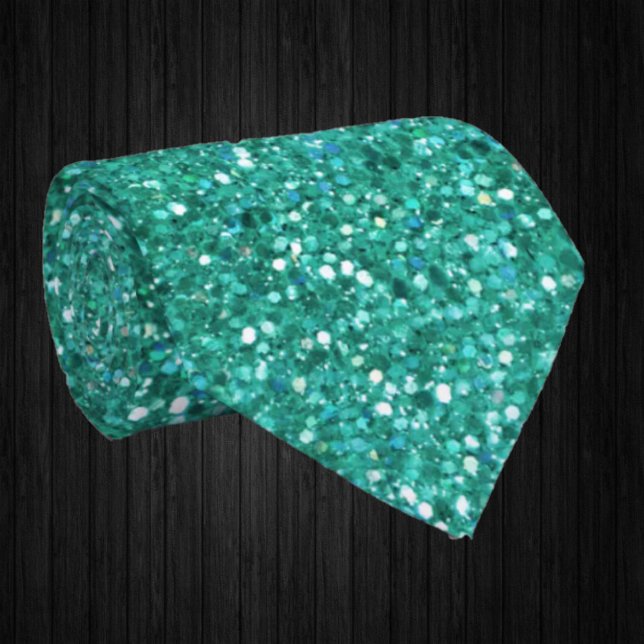 Gravata Brilho Azul Teal Falso Luxo Elegante  (Criador carregado)