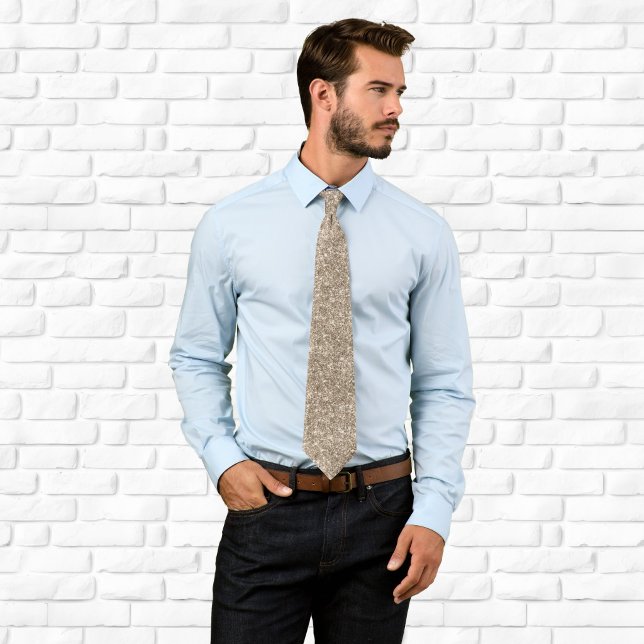 Gravata Brilho Bege de Luxo (Luxury Sparkly Beige Glitter Neck Tie)