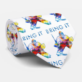 Gravata Bring It Hockey Goalie Watercolor