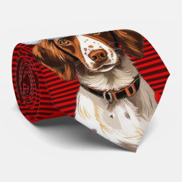 Gravata Brittany Spaniel Dog Red Buffalo Natal