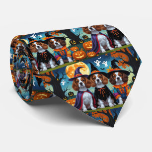 Gravata Brittany Spaniel Dogs Pumpkin Halloween Engraçado