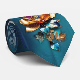Gravata Bronze de abstrato, cor azul-ouro, estilo barroco