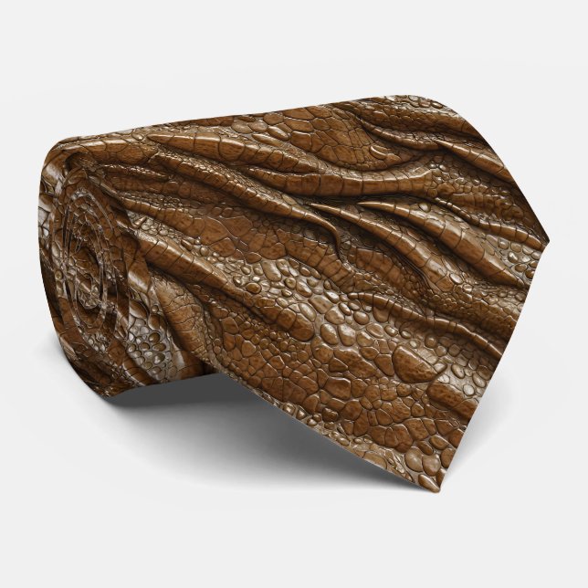 Gravata Brown Alligator Crocodile Dragon Snake Leather (Rolled)