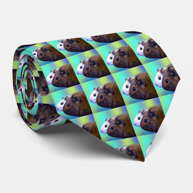 Gravata Brown And White Guinea Pigs, Neck Tie (Rolled)