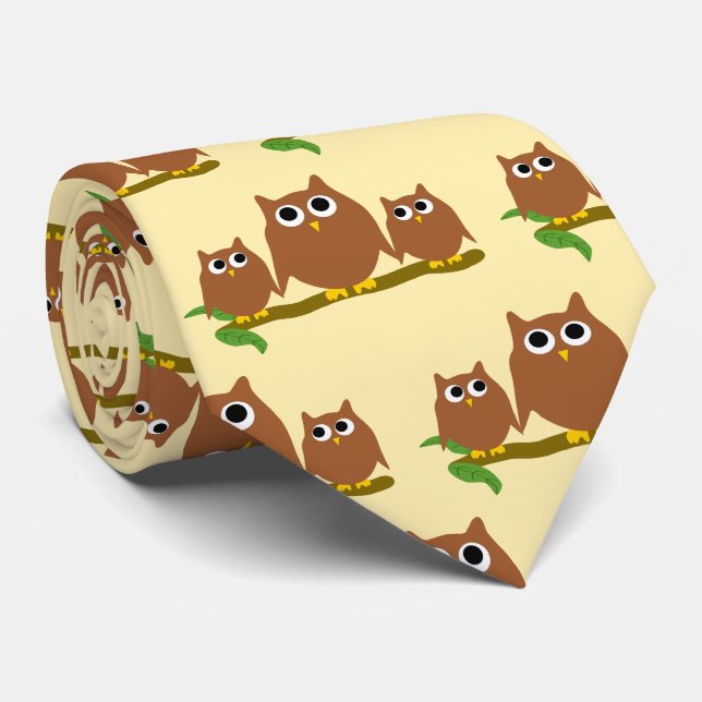 Gravata Brown Owls Design Any Colour Background (Rolled)