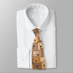 Gravata Brown Tan Dog Lover Retro Tie