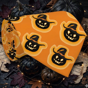 Gravata Bruxa De Abóbora Brilhante Em Laranja