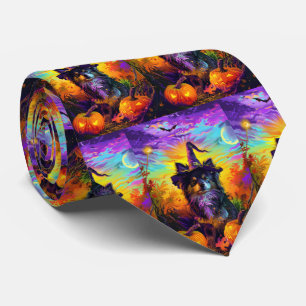 Gravata Bruxa De Halloween E Abóbora De Cão-De-Lapão Finla