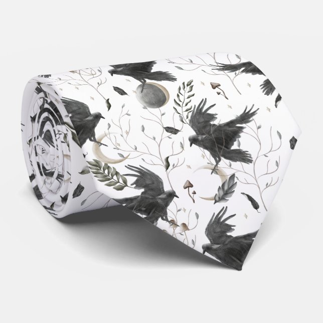 Gravata Bruxaria de Plantas Negras, Luas e Plantas Selvage (Rolled)