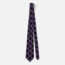 Gravata Bruxas Negras Preto e Xadrez Roxo