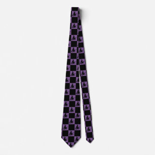 Gravata Bruxas Negras Preto e Xadrez Roxo