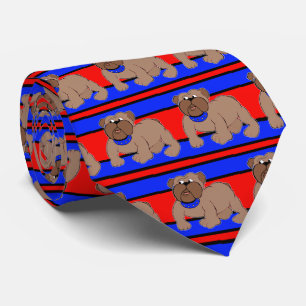 Gravata Buldogue Sports Team Red Blue Necktie