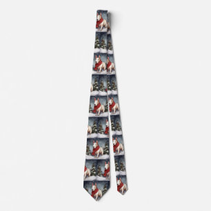 Gravata Bull Terrier Dog no Natal da Neve