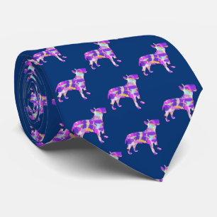 Gravata Bull Terrier Dog Silhouette Purple Blue Neck