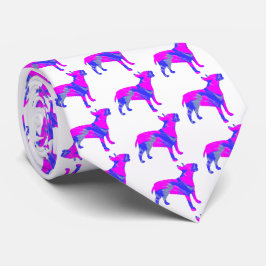 Gravata Bull Terrier English Dog PinkBlue Silhout White