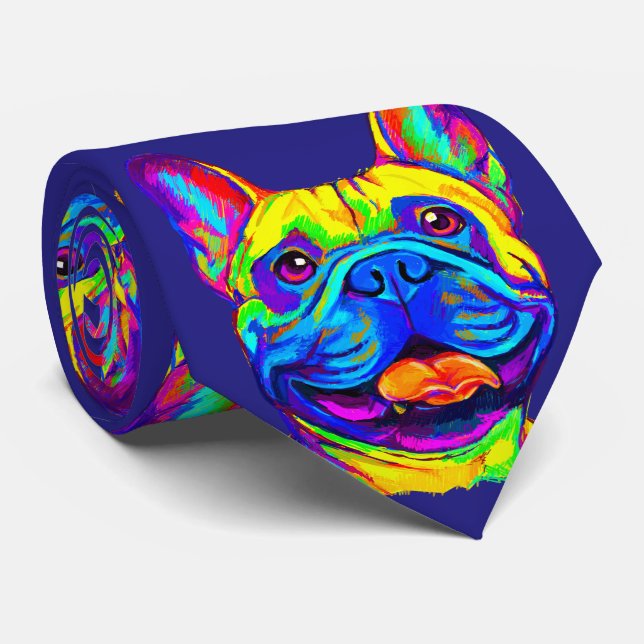 Gravata Bulldog Francês em Cores (Rolled)