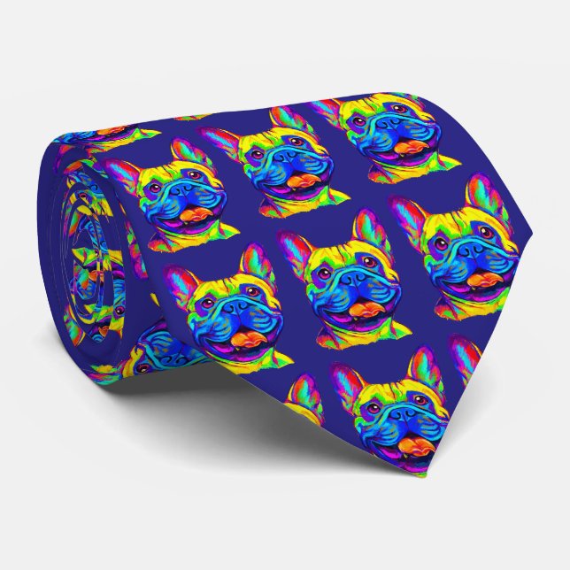 Gravata Bulldog Francês em Cores (Rolled)