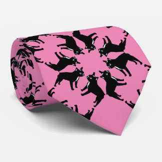 Gravata Bulldog Francês em rosa