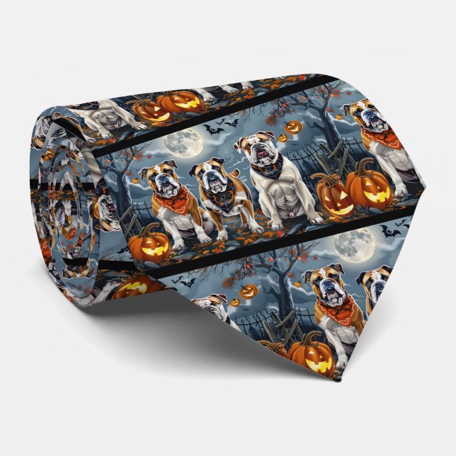 Gravata Bulldog Halloween Assustador (Rolled)
