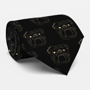 Gravata Bulldog Inglês Preto e Dourado