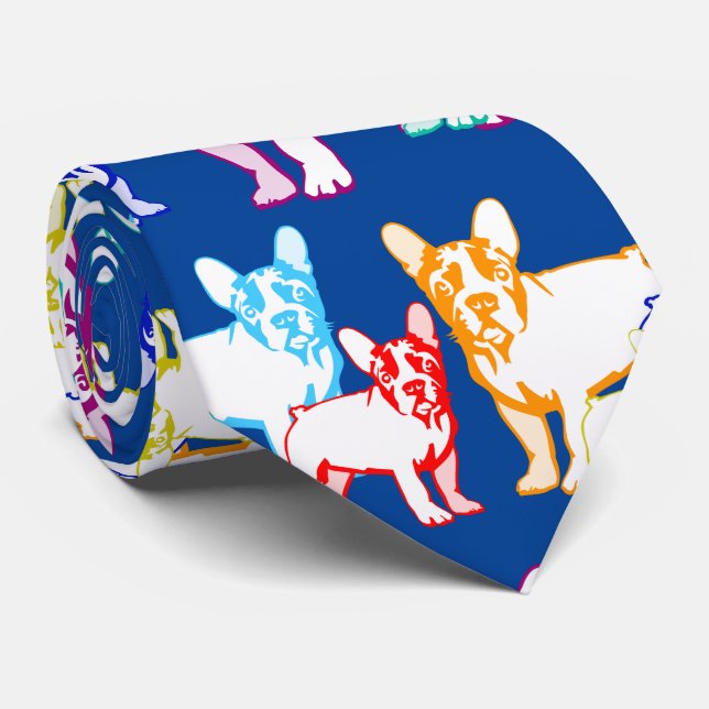 Gravata Bulldogs Franceses coloridos (Rolled)