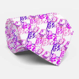 Gravata Bulldogs Franceses rosa roxo branco