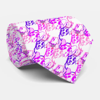 Gravata Bulldogs Franceses rosa roxo branco
