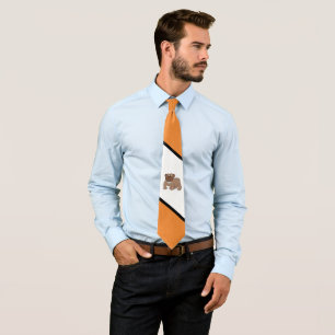 Gravata Bulls Sports Team Orange White Necktie