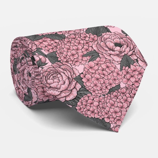 Gravata Buquê Floral a rosa (Rolled)