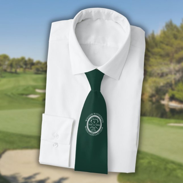 Gravata Buraco em um Golfe Verde Esmeralda Personalizado (Hole in One Personalized Emerald Green Golf Neck Tie)