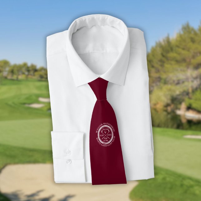 Gravata Buraco Personalizado em Um Golfe Vermelho Borgonha (Personalized Hole in One Burgundy Red Golf Neck Tie)