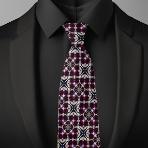 Gravata Burgandy Squares e X Patterno Necktie