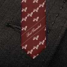Gravata Burgundy com Estampa de Cachorro Presente