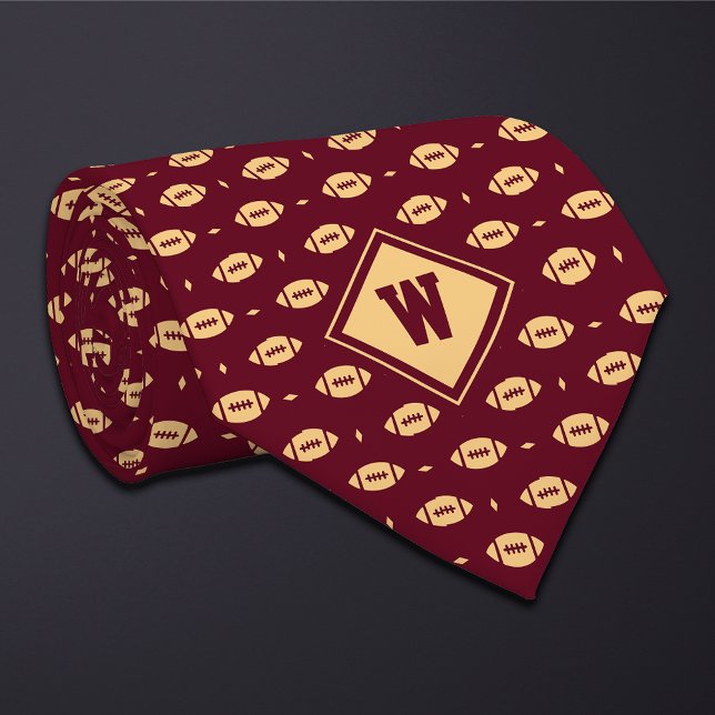 Gravata Burgundy Gold Football Icon Necktie (Criador carregado)